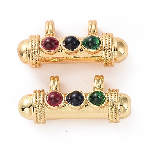 

PandaHall Brass Micro Pave Cubic Zirconia Pendants, Real 18K Gold Plated, Lead Free & Cadmium Free & Nickel Free, Column, Colorful, 9x19x7mm...