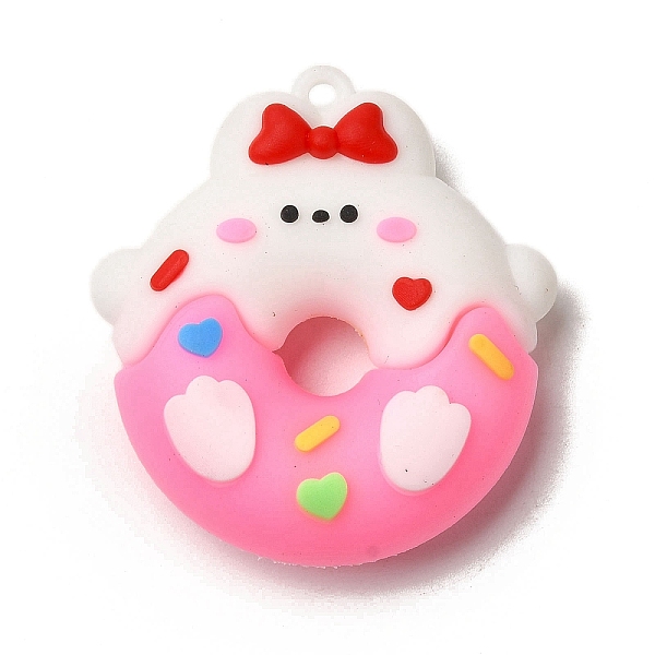 

PandaHall Donut PVC Plastic Cartoon Pendants, for DIY Keychain Making, Rabbit, 45x41x14mm, Hole: 3mm PVC Rabbit