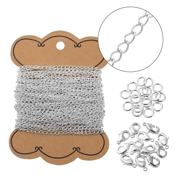 

PandaHall DIY Necklace Making Kits, Including Brass Twisted Chains & Lobster Claw Clasps & Open Jump Rings, Silver, Brass Lobster Claw...