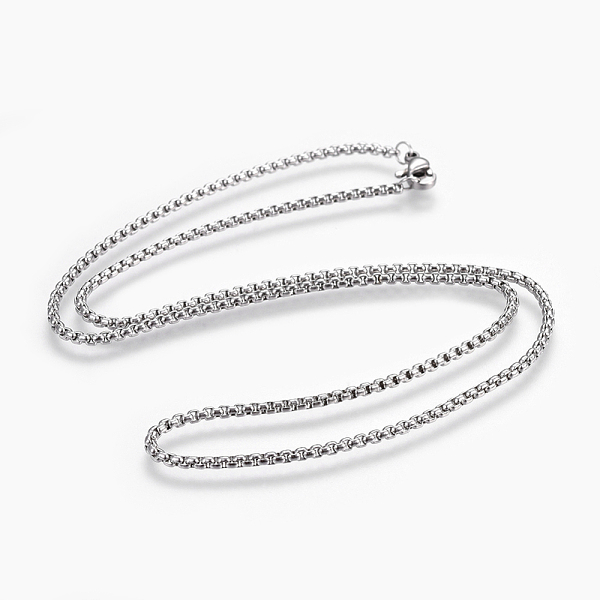 

PandaHall 304 Stainless Steel Box chain Necklaces, with Lobster Claw Clasps, Stainless Steel Color, 18.4 inch(46.8cm), 2mm 304 Stainless...