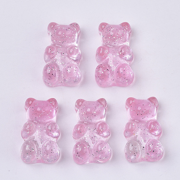 

PandaHall Transparent Resin Cabochons, with Glitter Powder, Two Tone, Bear, Pink, 18x11x8mm Resin Bear Pink