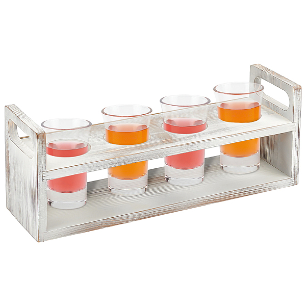 

PandaHall 4-Hole Pinewood Wine Glass Organizer Holder, Goblet Serving Tray Rack, Rectangle, WhiteSmoke, 11x36x13.5cm, Inner Diameter: 5.7cm..., White