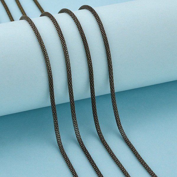 

PandaHall Iron Mesh Chains Network Chains, Unwelded, Lead Free and Nickel Free, with Spool, Antique Bronze, Chains, Unwelded, 2.5mm thick...