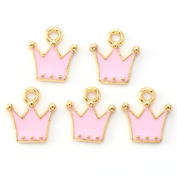 

PandaHall Alloy Enamel Charms, Crown, Light Gold, Pink, 12x11x2mm, Hole: 1.6mm Alloy+Enamel Crown Pink