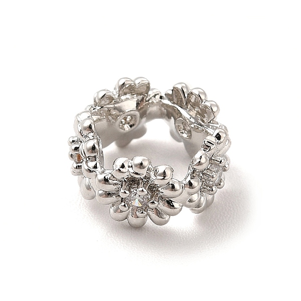 

PandaHall Rack Plating Brass Cubic Zirconia Spacer Beads, Cadmium Free & Lead Free, Long-Lasting Plated, Column with Flower Pattern..., Clear