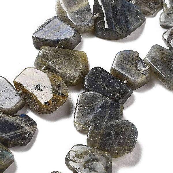 

PandaHall Natural Labradorite Beads Strands, Nuggets, Top Drilled, 16~17x18~23.5x6~8mm, Hole: 0.7mm, about 15pcs/strand, 7.28~7.72''...
