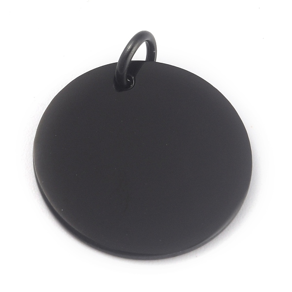 

PandaHall 304 Stainless Steel Pendants, Manual Polishing, Stamping Blank Tag, with Jump Rings, Flat Round, Electrophoresis Black, 20x1mm...