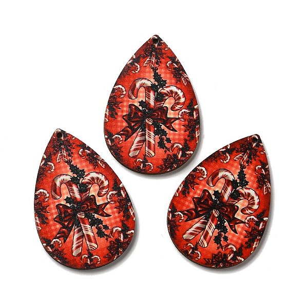 

PandaHall Single Face Printed Wood Big Pendants, Christmas Teardrop Charms, Red, 54x36.5x2.4mm, Hole: 2mm Wood Teardrop Red