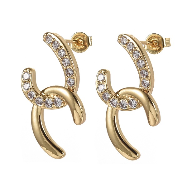 

PandaHall Brass Micro Pave Clear Cubic Zirconia Dangle Stud Earrings, with Ear Nuts, Horse Shoes, Real 18K Gold Plated, 27x16x3mm, Pin...