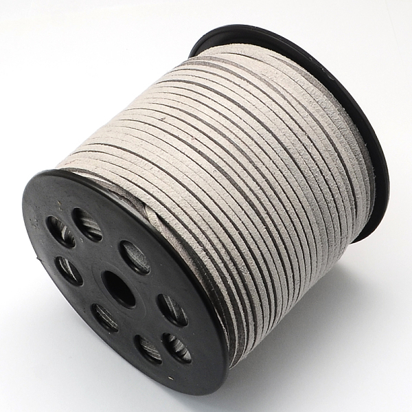 

PandaHall Faux Suede Cord, Faux Suede Lace, Light Grey, 2.7x1.4mm, about 98.42 yards(90m)/roll Faux Suede Gray