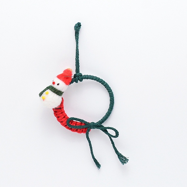 

PandaHall Christmas Theme Cotton Weave Pendant Decorations, Ring with Snowman, for Wedding Festival Party Decoration, Colorful, 220mm Cotton..., Red
