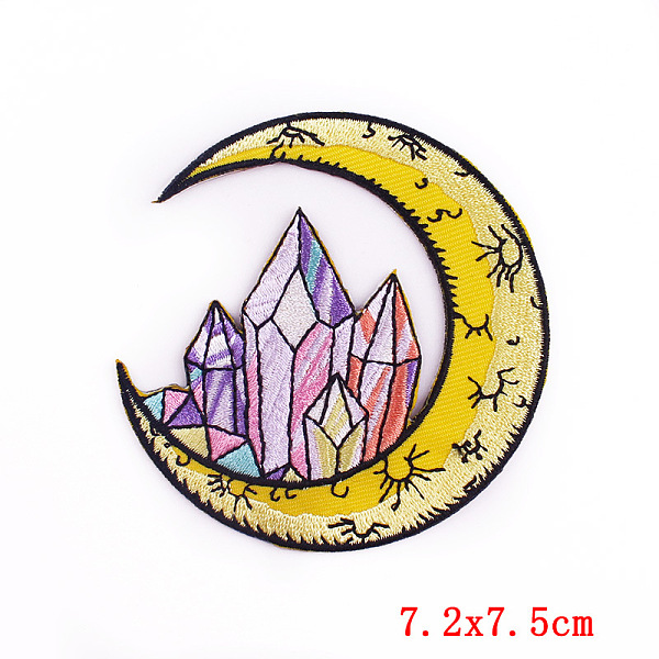 

PandaHall Computerized Embroidery Cloth Iron on/Sew on Patches, Costume Accessories, Light Khaki, 75x72mm Cloth Moon