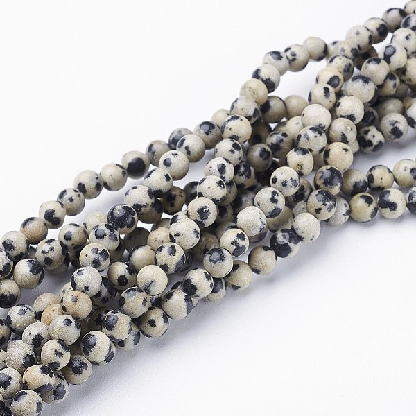 Chapelets de perles en jaspe dalmatien naturelle