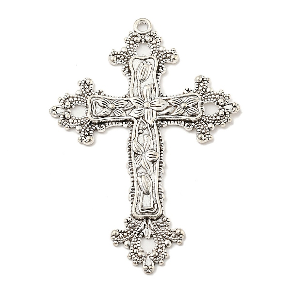 

PandaHall Tibetan Style Alloy Big Pendants, Cross Shape Charms, Antique Silver, 74x54x2mm, Hole: 3mm Alloy Cross