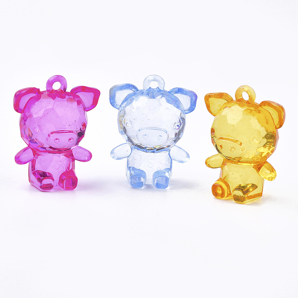 

PandaHall Transparent Acrylic Pendants, Faceted, Cartoon Piggy Charms, Mixed Color, 41.5x32x23mm, Hole: 3mm, about 45pcs/500g Acrylic Pig..., Multicolor