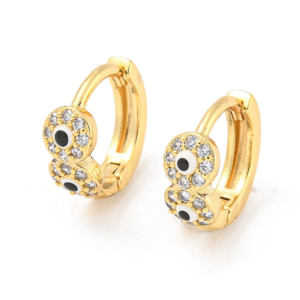 

PandaHall Evil Eye Real 18K Gold Plated Brass Hoop Earrings, with Enamel and Clear Cubic Zirconia, White, 10.5x4.5mm Cubic Zirconia Evil Eye...