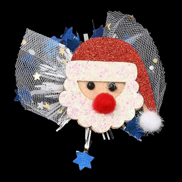 

PandaHall Chistmas Theme Felt & Gauze Alligator Hair Clips, with PVC and Iron Findings, Hair Accessories for Girls Women, Santa Claus..., Red