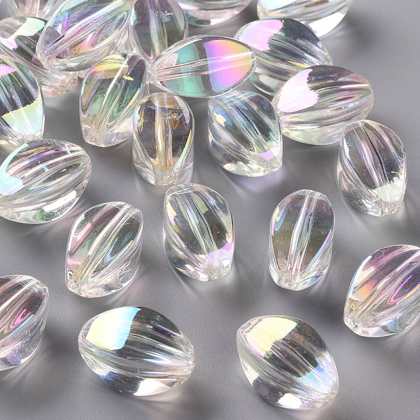 

PandaHall Transparent Acrylic Beads, AB Color Plated, Oval, Clear AB, 19x10.5x10.5mm, Hole: 2mm Acrylic Oval White