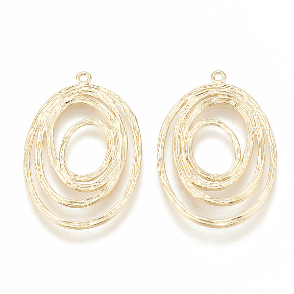 

PandaHall Brass Pendants, Oval, Nickel Free, Real 18K Gold Plated, 34.5x22.5x1.5mm, Hole: 1mm Brass Oval