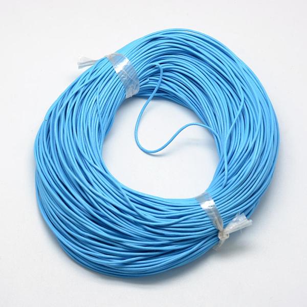 

PandaHall Spray Painted Cowhide Leather Cords, Deep Sky Blue, 1.5mm, about 100yards/bundle(300 feet/bundle) Cowhide Round Blue