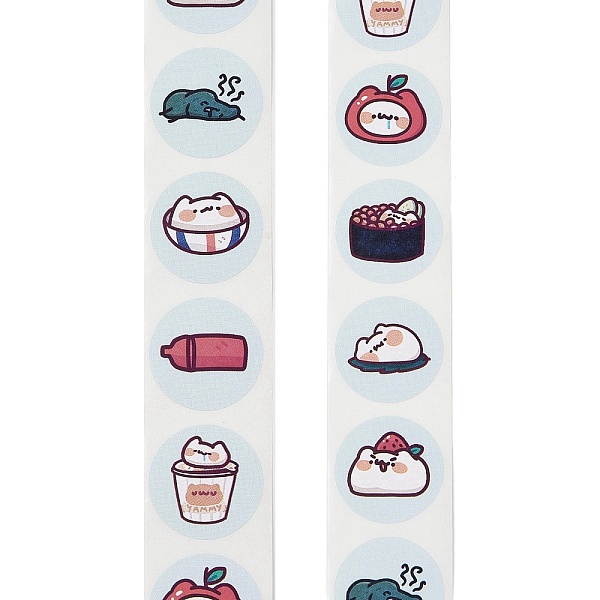 

PandaHall Self Adhesive Paper Stickers, Food Sticker Labels, Gift Tag Stickers, Food, 25mm 500pcs/roll Paper Food
