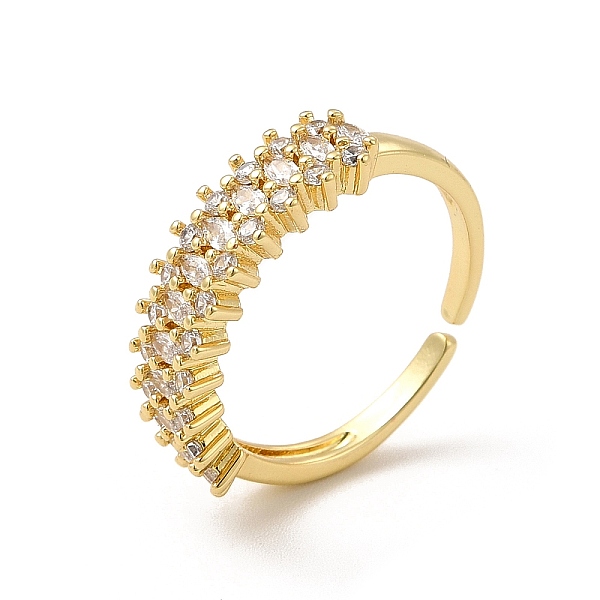 

PandaHall Clear Cubic Zirconia Open Cuff Ring, Brass Jewelry for Women, Cadmium Free & Lead Free, Real 18K Gold Plated, Inner Diameter: 17mm...