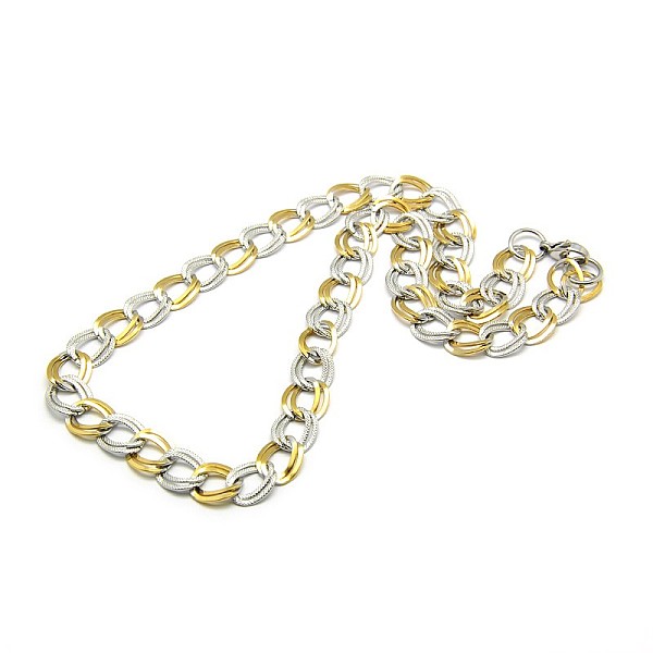

PandaHall Fashionable 304 Stainless Steel Double Link Chain Necklaces, with Lobster Claw Clasps, Golden & Stainless Steel Color, 19.7 inch...
