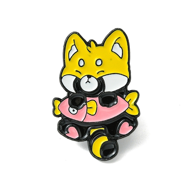 

PandaHall Zinc Alloy Brooches, Enamel Pins, Black, Yellow, 28.5x19x1.5mm Alloy Raccoon Yellow