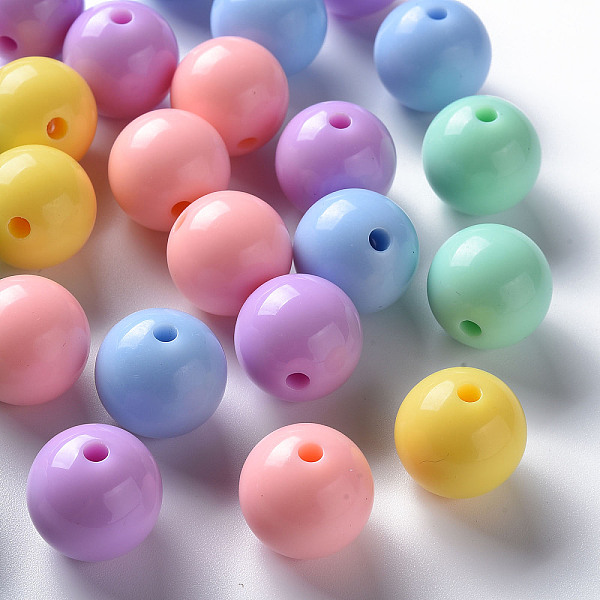 

PandaHall Opaque Acrylic Beads, Round, Mixed Color, 16x15mm, Hole: 2.8mm Acrylic Round Multicolor