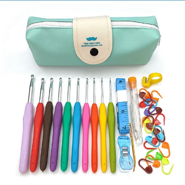 

PandaHall DIY Knitting Tool Kits, Including Crochet Hook & Needle, Stitch Marker, Clamp, Finger Holder, Tape Measure, Zipper Storage Bag...