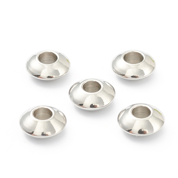 

PandaHall Brass Spacer Beads, Disc, Real Platinum Plated, 8x3.5mm, Hole: 3mm Brass Disc