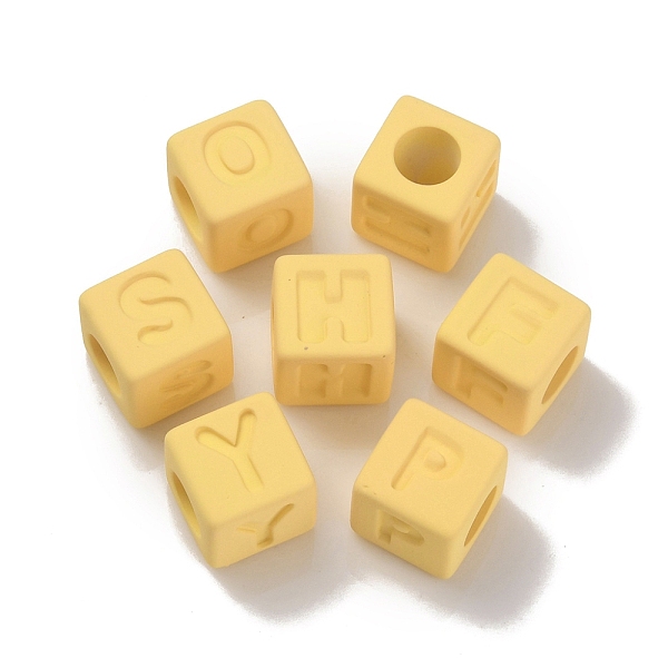 

PandaHall Rubberized Style Transparent Acrylic Beads, Square, Moccasin, 12x12x12mm, Hole: 7mm Acrylic Square Orange