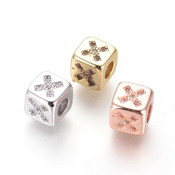 

PandaHall Brass Beads, with Micro Pave Cubic Zirconia, Cube with Cross Sign, Clear, Mixed Color, 6x6x6mm, Hole: 3mm Brass+Cubic Zirconia...