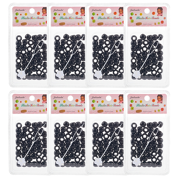 

PandaHall Rondelle Plastic Beads, for Tail Hair Styling Braiding Tools, Black, 11.5x9mm, Hole: 5.5mm, 48pcs/box Plastic Rondelle Black