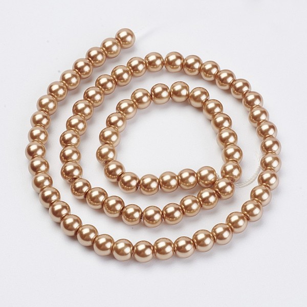 

PandaHall Eco-Friendly Dyed Glass Pearl Bead Strands, Round, Cotton Cord Threaded, Chocolate, 6mm, Hole: 1.2~1.5mm, about 70pcs/strand, 15.7..., Brown