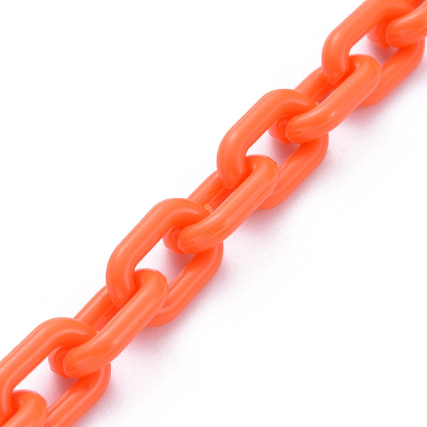 

PandaHall Handmade Opaque Acrylic Cable Chains, Orange, 15x9x3mm, 39.37 inch(1m)/strand Acrylic Orange