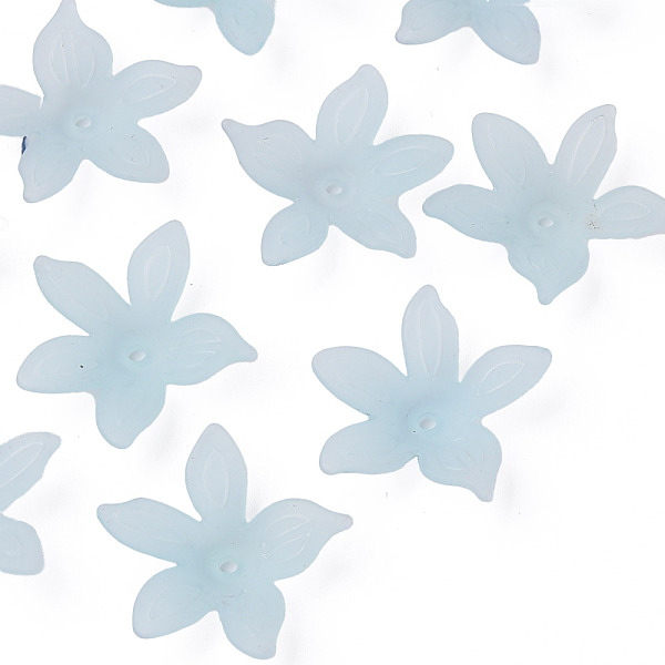 

PandaHall Transparent Acrylic Beads, Frosted, Flower, Light Blue, 26x27x6mm, Hole: 1.8mm, about 980pcs/500g Acrylic Flower