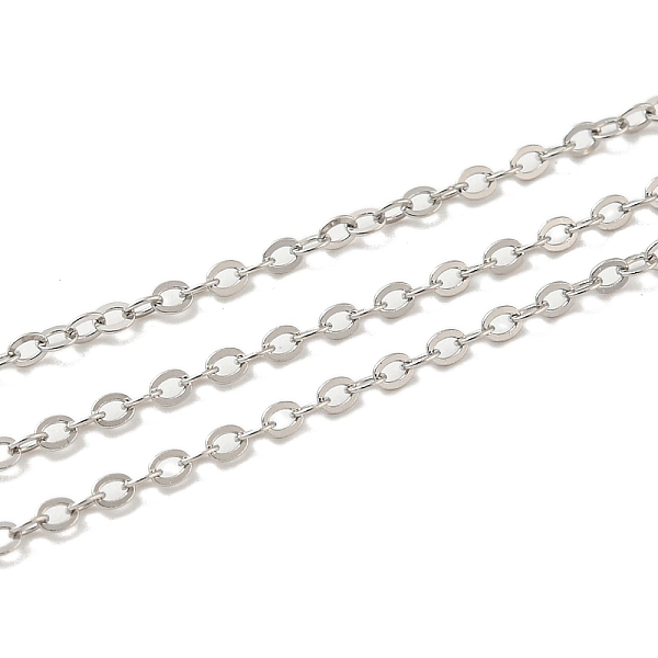 

PandaHall Rhodium Plated 925 Sterling Silver Flat Cable Chains, Soldered, Platinum, Link:2.5x2x0.5mm Sterling Silver