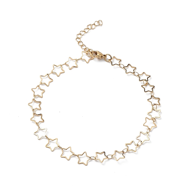 

PandaHall Ion Plating(IP) 304 Stainless Steel Star Link Chain Anklets for Men Women, Golden, 9 inch(22.9cm) Stainless Steel