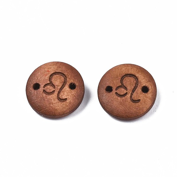 

PandaHall Wood Links Connectors, Flat Round with 12 Constellations, Dyed, Leo, 15x4mm, Hole: 1.6mm Wood Leo