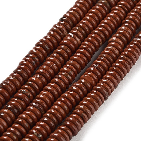 

PandaHall Natural Red Jasper Beads Strands, Rondelle, 6~6.5x2~2.5mm, Hole: 1.2mm, about 156~158pcs/strand, 15.12~15.20 inch(38.4~38.6cm) Red...