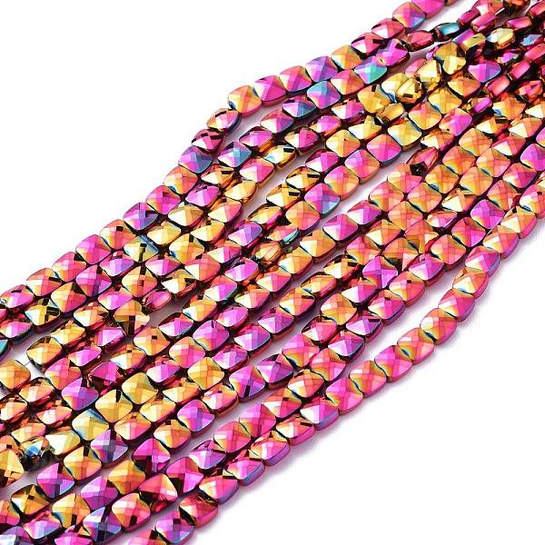

PandaHall Rainbow Electroplate Glass Beads Strands, Faceted Square, Full Plated, Multi-color Plated, 6x6x4mm, Hole: 1.2mm, about...