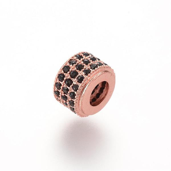 

PandaHall Brass Micro Pave Cubic Zirconia Beads, Column, Rose Gold, 9x6.6mm Brass+Cubic Zirconia Column