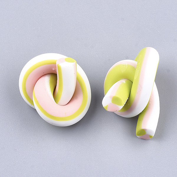 

PandaHall Handmade Polymer Clay Beads, No Hole, Knot, Colorful, 22~26x19~24x17~21mm Polymer Clay Others