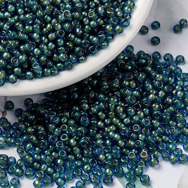 

PandaHall MIYUKI Round Rocailles Beads, Japanese Seed Beads, Fancy Lined, (RR3743) Fancy Lined Aqua Green, 15/0, 1.5mm, Hole: 0.7mm, about..., Cyan