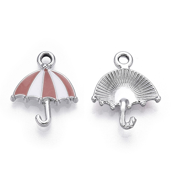 

PandaHall Alloy Pendants, with Enamel, Platinum, Umbrella, Pink, 19x15.5x3mm, Hole: 2mm Alloy+Enamel Umbrella Pink