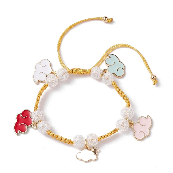 

PandaHall Synthetic Crackle Quartz Braided Bead Bracelet, Alloy Cloud Charms Adjustable Bracelet for Women, Colorful, Inner Diameter: 2 inch..., Multicolor
