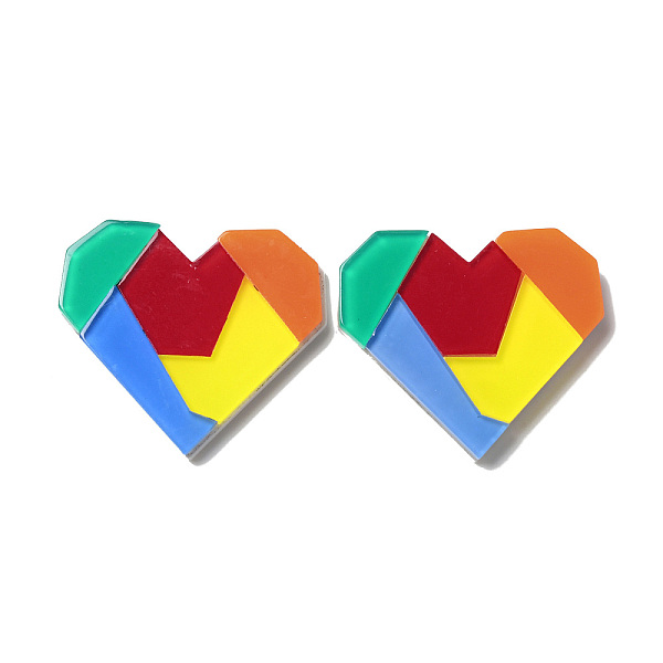

PandaHall Cellulose Acetate(Resin) Cabochons, Heart, Colorful, 34.5x39x4.5mm Cellulose Acetate Heart