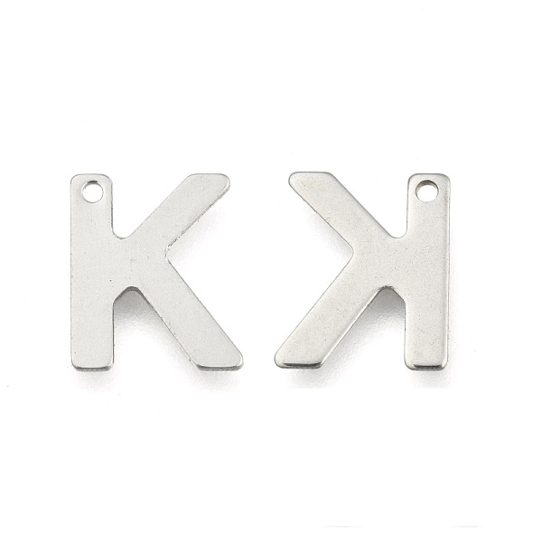 

PandaHall 304 Stainless Steel Letter Charms, Letter.K, 11x9x0.5mm, Hole: 1mm 304 Stainless Steel Letter