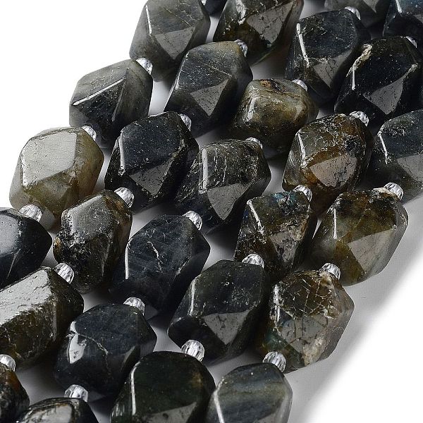 

PandaHall Natural Larvikite Beads Strands, with Seed Beads, Faceted, Rhombus, 17~21x13~16x12~15mm, Hole: 1.2~1.4mm, about 18~19pcs/strand...